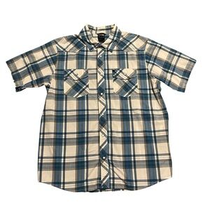 The North Face Men's Blue Camp Plaid Short Sleeve Shirt Large